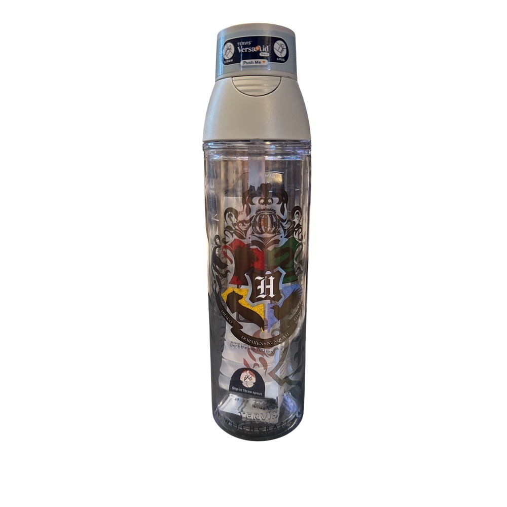 Tervis Harry Potter Hogwarts Alumni Water Bottle 24oz Clear New VersaLid Crest
